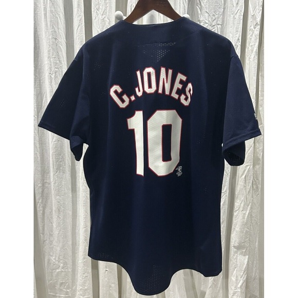Majestic Authentic Atlanta Braves #10 Chipper Jones Baseball Jersey Shirt Men XL